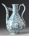 A CHINESE BLUE AND WHITE 'THREE FRIENDS OF WINTER' EWER, QING DYNASTY (1644-1911)
