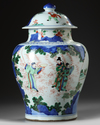 A CHINESE WUCAI JAR AND COVER