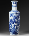 A Chinese blue and white  rouleau vase