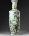 A Chinese famille verte rouleau vase