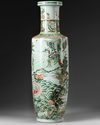 A Chinese famille verte rouleau vase