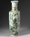 A Chinese famille verte rouleau vase