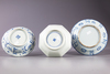 A GROUP OF THREE JAPANESE BLUE AND WHITE DISHES