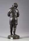 A JAPANESE BRONZE FIGURE HOLDING A PIPE, MEIJI PERIOD (1868-1912)