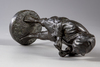 A JAPANESE BRONZE FIGURE HOLDING A PIPE, MEIJI PERIOD (1868-1912)