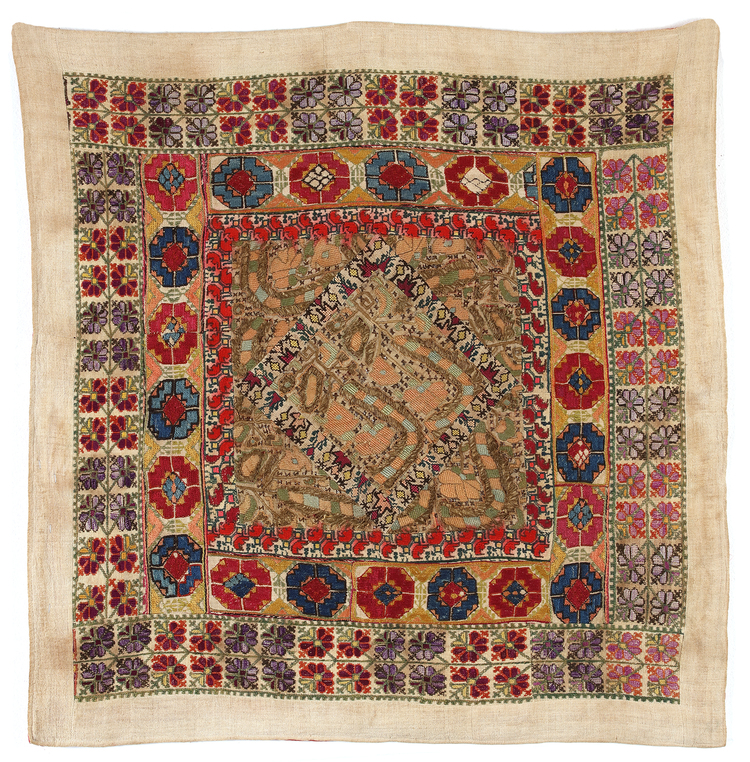 AN OTTOMAN  EMBROIDERED TEXTILE PANEL 19TH CENTURY