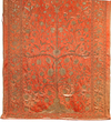 A LARGE  RED WITH GILT WIRE EMBROIDERY