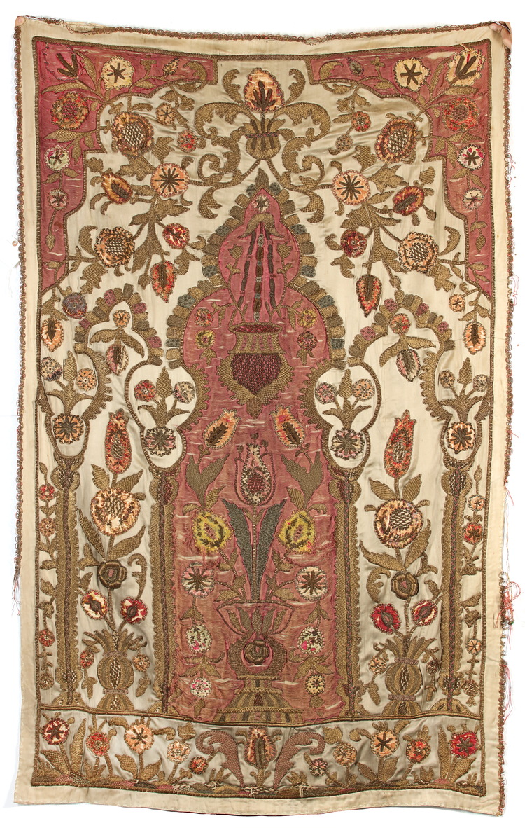 AN OTTOMAN COLORFUL EMBROIDERED HANGING PANEL, TURKEY, 19TH CENTURY