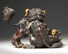 A PARCEL GILT CHINESE BUDDHIST LION FORM CENSER