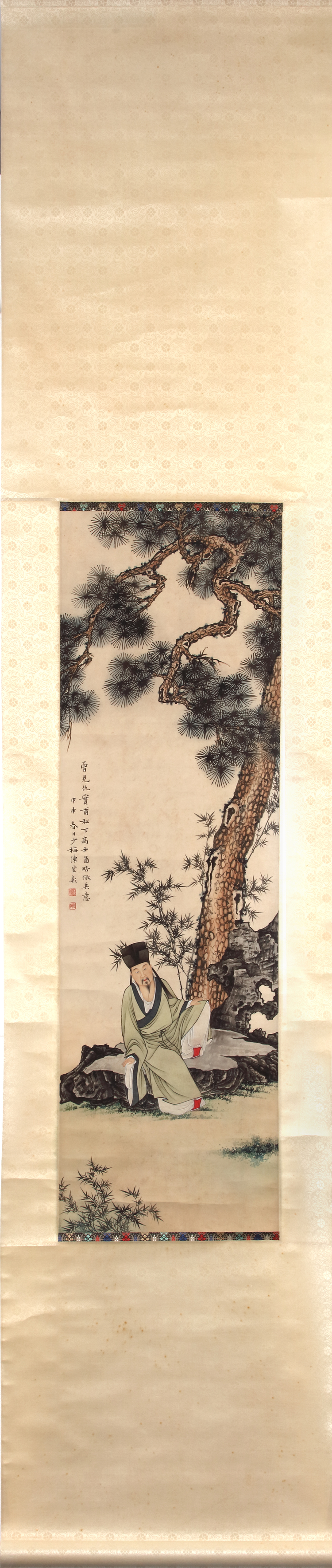A CHINESE 'PINE AND SCHOLAR' HANGING SCROLL - CHEN YUNZHANG