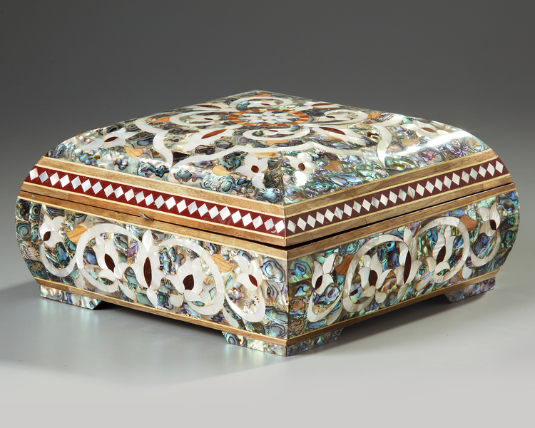 A SYRIAN MOTHER-OF-PEARL INLAID BOX