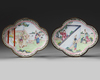 A FINE PAIR OF LOBED CANTON ENAMELED DISHES WITH FIGURE SCENES