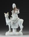 A CHINESE BLANC DE CHINE FIGURE OF GUANDI ON A HORSE