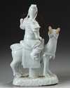 A CHINESE BLANC DE CHINE FIGURE OF GUANDI ON A HORSE