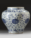 A LARGE CHINESE BLUE AND WHITE 'FLORAL' JAR