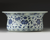 A CHINESE BLUE AND WHITE MING-STYLE BASIN, QING DYNASTY (1644-1911)