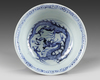 A CHINESE BLUE AND WHITE GLAZED STEM-BOWL