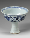 A CHINESE BLUE AND WHITE GLAZED STEM-BOWL