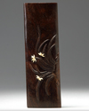 A CHINESE INSET HARDWOOD 'NARCISSUS' WRIST REST