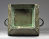 A LARGE JAPANESE FOUR SIDED GREEN BRONZE VASE