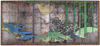 A SIX PANELJAPANESE  BYOBU-SCREEN WITH A POLYCHROME ANONYMOUS PAINTING