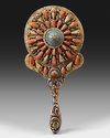 AN OTTOMAN CORAL-INSET GILDED MIRROR, 19TH CENTURY