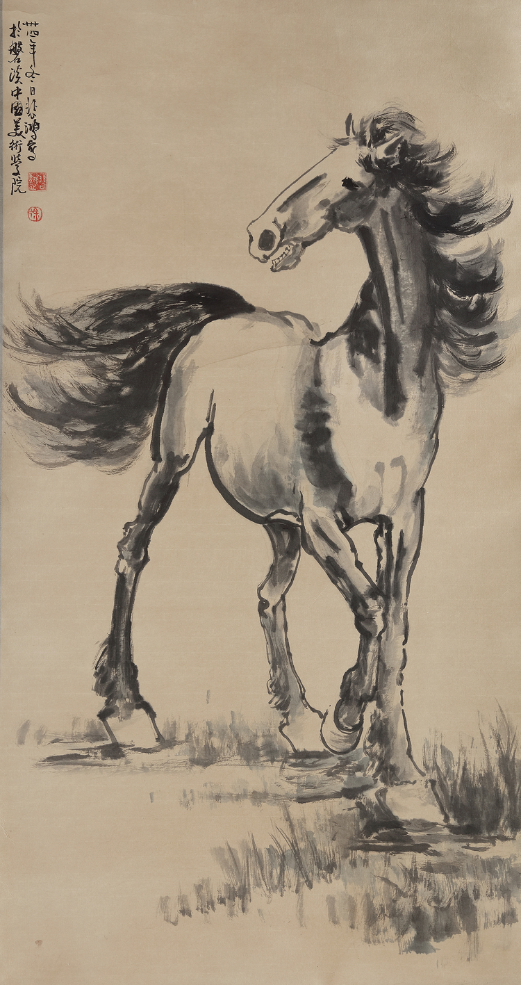 A CHINESE HANDSCROLL DEPICTING A HORSE  (AFTER XU BEI HONG 1895-1953)