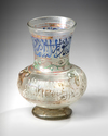A SYRIAN ENAMELED AND GILDED CLEAR GLASS MOSQUE LAMP, SYRIA, 17TH-18TH CENTURY