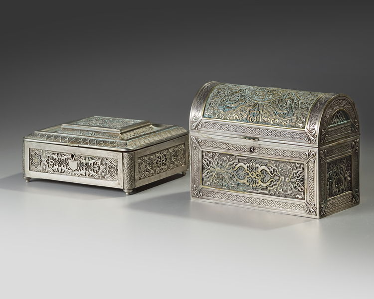 TWO HISPANO-MORESQUE-STYLE ELECTROTYPE BOXES