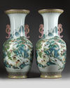 A PAIR OF LARGE CHINESE FAMILLE ROSE VASES, 19TH-20TH CENTURY