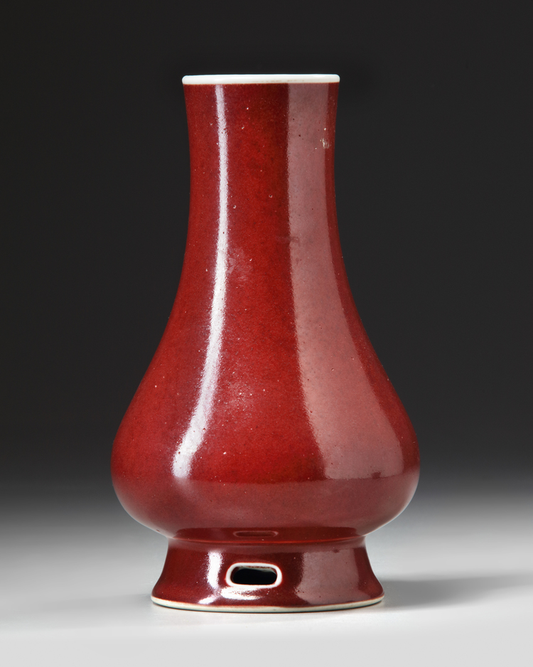 A RASPBERRY-RED GLAZED LANGYAO VASE, QING DYNASTY (1644-1911)