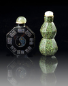 TWO CHINESE INLAID-LACQUER SNUFF BOTTLES, 20TH CENTURY