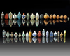 A GROUP OF THIRTY CHINESE SNUFF BOTTLES AND THREE CARVED WALNUTS
