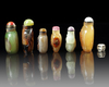 A GROUP OF SIX CHINESE HARDSTONE SNUFF BOTTLES