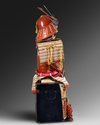 A JAPANESE VERMILLION-RED LACQUERED OYOROI SUIT-OF ARMOUR WITH WHITE CORDS