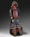 A JAPANESE DARK RED LACQUERED SUIT-OF-ARMOUR YOROI WITH DARK BLUE CORDS