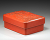 A JAPANESE CINNABAR RED LACQUERED BOX