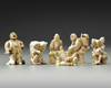 A GROUP OF SIX JAPANESE IVORY NETSUKES