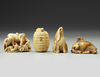 A GROUP OF FOUR JAPANESE IVORY NETSUKES, 19TH CENTURY