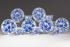 SIX CHINESE BLUE AND WHITE SAUCERS AND FIVE CUPS