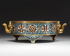 A CHINESE CLOISONNE ENAMEL TRIPOD CENSER, QING DYNASTY (1644-1911)