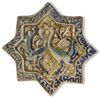 A STAR-SHAPED KASHAN TILE, PERSIA, 13TH-14TH CENTURY