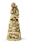 AN INDO-PORTUGUESE CARVED IVORY FIGURE OF CHRIST AS THE GOOD SHEPHERD, INDIA, GOA, 17TH CENTURY