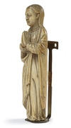 AN INDO-PORTUGUESE CARVED IVORY FIGURE OF THE VIRGIN, GOA,17TH-18TH CENTURY