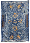 AN UNCUT EMBROIDERED SILK BLUE-GROUND ROBE, 19TH CENTURY