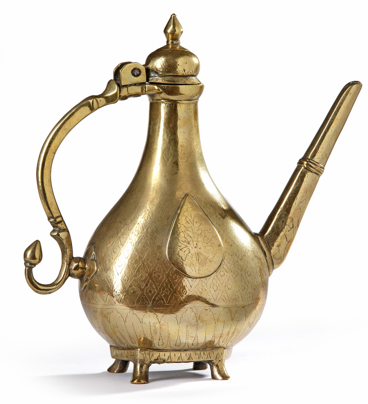 A MUGHAL ENGRAVED BRASS, INDIA, 18TH CENTURY