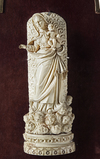 AN INDO-PORTUGUESE CARVED IVORY FIGURE OF THE MADONNA, GOA, 17TH CENTURY