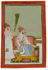 A RAJASTHAN MINIATURE DEPICTING A RAJA WITH HIS SERVANT, INDIA, 19TH CENTURY