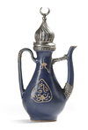 A MING METAL-MOUNTED BLUE-GLAZED EWER FOR THE ISLAMIC MARKET, CHINA, 16TH-17TH CENTURY