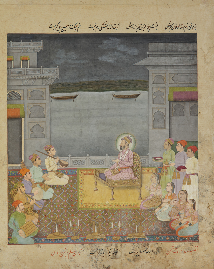 SHAH JAHAN ENTERTAINED WITH MUSIC AT NIGHT  BY A GROUP OF MUSICIANS, INDIA, BIKANER 18TH CENTURY